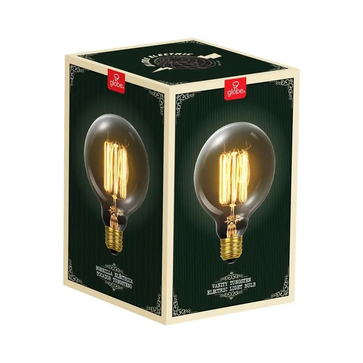 Globe Electric 60-Watt Incandescent G30 E26 Vintage Edison Vanity Tungsten Filament Light Bulb - Antique Edison, photo 4 of 7