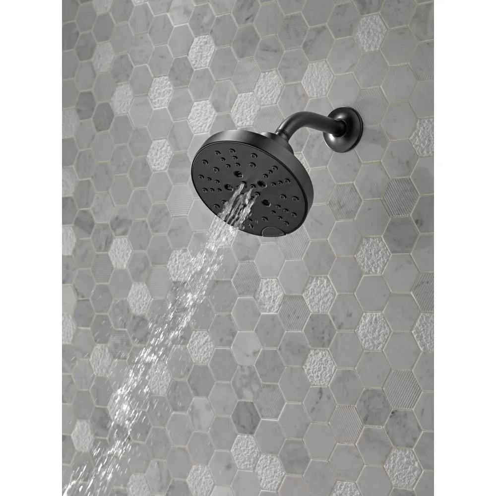 Pivotal 5-Spray 6 in. Single Wall Mount Fixed Rain H2Okinetic Shower Head in Matte Black, photo 9 of 17