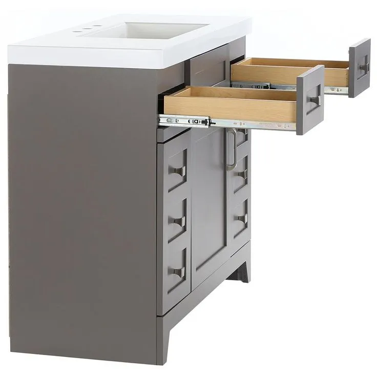 Rosedale 42 in. W x 19 in. D Bath Vanity in Taupe Gray with Cultured Marble Vanity Top in White with White Sink, photo 7 of 9