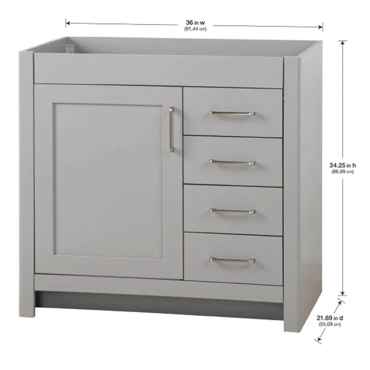 Westcourt 36 in. W x 21 in. D x 34 in. H Bath Vanity Cabinet Only in Sterling Gray, photo 8 of 22