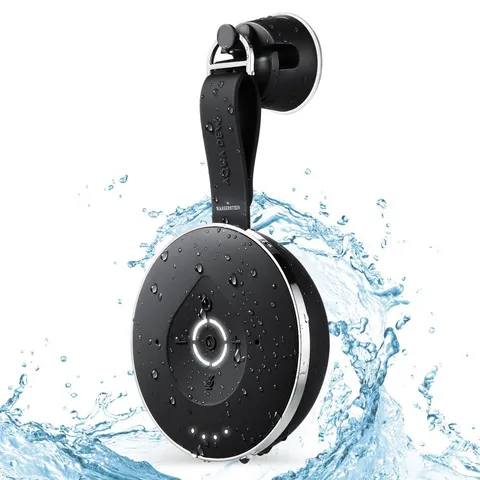 Aqua Dew - The World's First Splashproof Alexa Shower Speaker - Wi-Fi and Bluetooth-Enabled Smart Speaker in Black