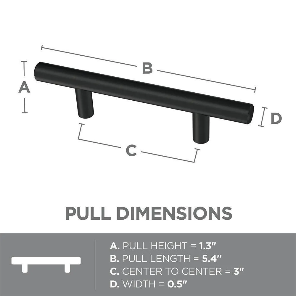 3 in. (76mm) Center-to-Center Matte Black Bar Pull (10-Pack), photo 5 of 60