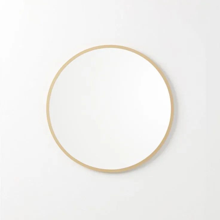 Better Bevel 30 in. x 30 in. Rubber Framed Round Bathroom Vanity Mirror in Matte Gold, photo 6 of 11