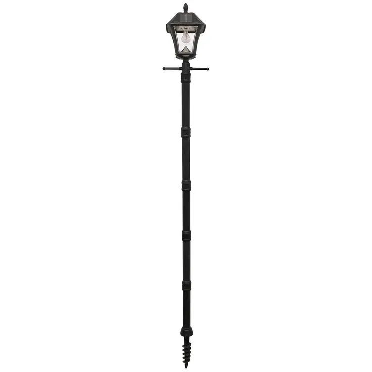 Gama Sonic Baytown II Bulb Black Resin Solar Warm-White Outdoor Integrated LED Post Light and Lamp Post with EZ-Anchor Base, photo 5 of 8