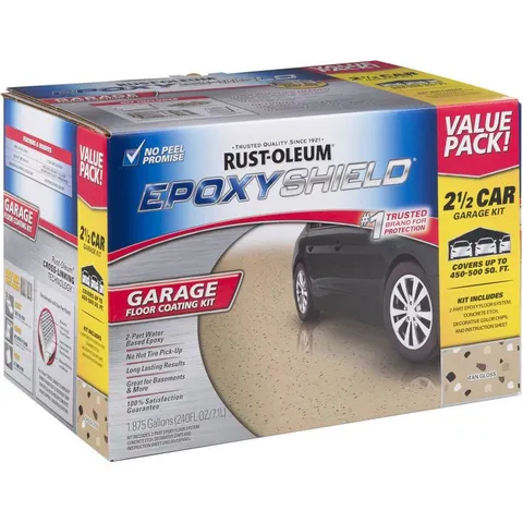 EPOXYSHIELD 2.5 Car Garage Floor Coating Kit, Tan Gloss