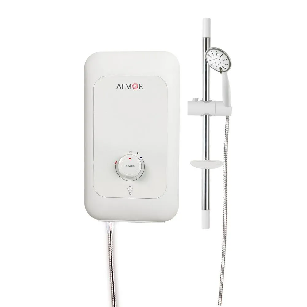 ATMOR 6,000-Watt Electric Tankless Water Heater Shower System (Incl. Water Heater, Hose, Handheld, Rise Bar, Soap Dish), photo 2 of 3