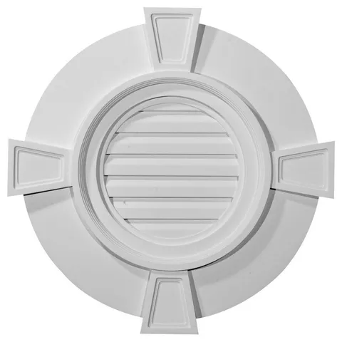 24 × 24 in Round Primed Polyurethane Paintable Gable Louver Vent