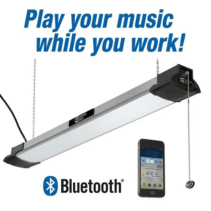 40 in. 64-Watt Equivalent Integrated LED Black Brushed Nickel Shop Light with Bluetooth Speakers 3500 Lumens 4000K, photo 4 of 7