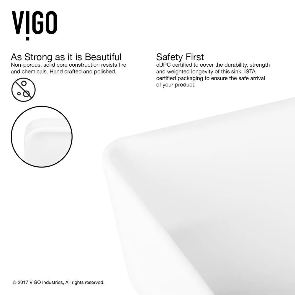 VIGO Marigold White Matte Stone Vessel Bathroom Sink and Linus Bathroom Vessel Faucet in Brushed Nickel, photo 6 of 16