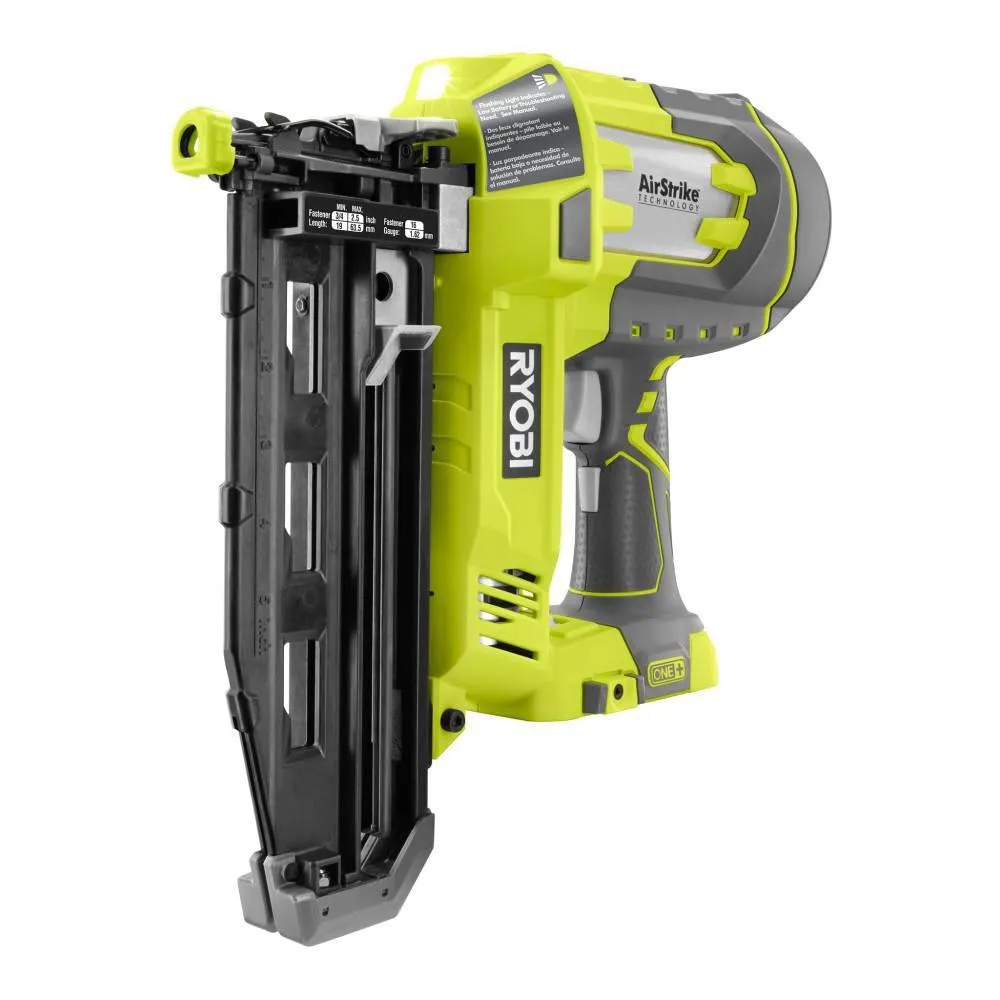 RYOBI 18V ONE+ Cordless AirStrike 16-Gauge Straight Finish Nailer with Sample Nails, (1) 1.5 Ah Battery and Charger, photo 5 of 14