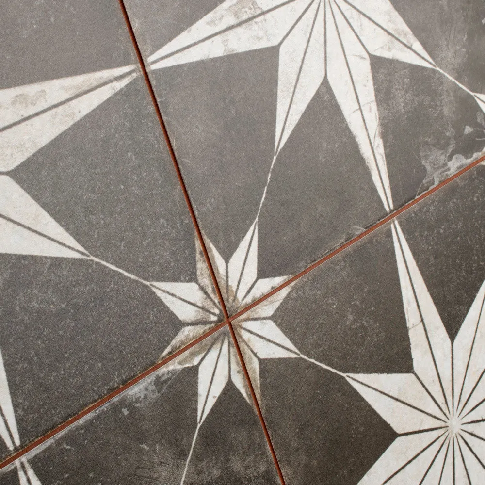 Merola Tile Kings Star Night 17-5/8 in. x 17-5/8 in. Ceramic Floor and Wall Tile, Low Sheen, Black, photo 5 of 8