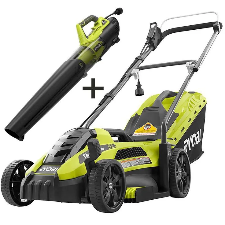 RYOBI 13 in. 11 Amp Corded Electric Walk Behind Push Mower and 8 Amp Electric Jet Fan Blower, photo 8 of 9