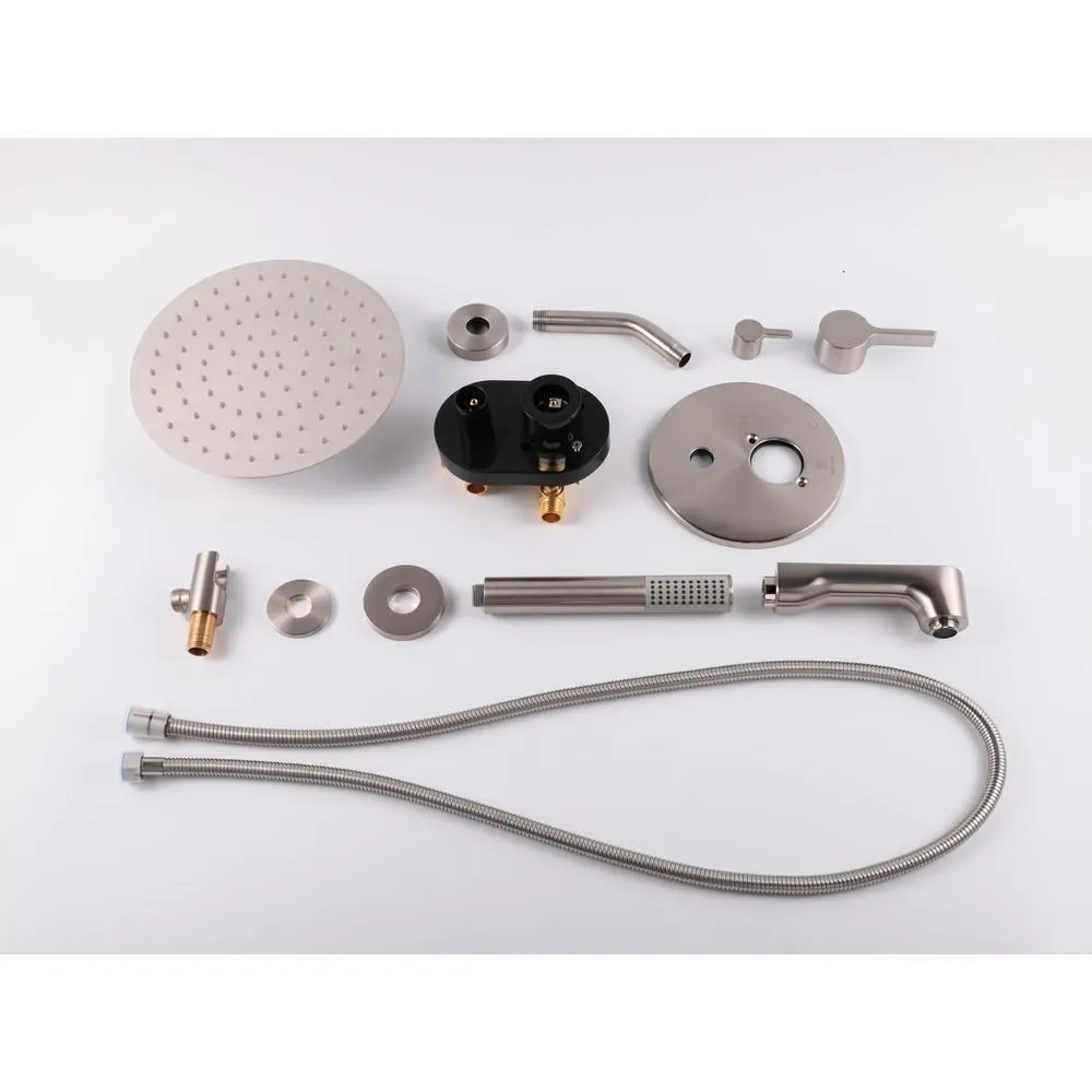 Rain 2-Handle Tub and Shower Faucet System with 3-Setting with 304T Stainless Steel in Brush Nickel(Valve Included), photo 5 of 5