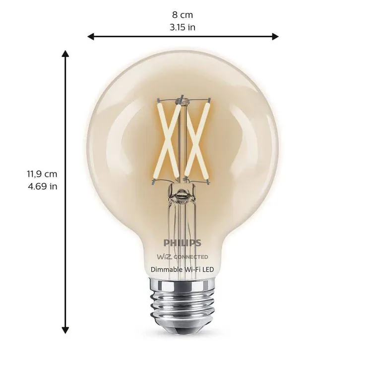 Philips Soft White G25 LED 40-Watt Equivalent Dimmable Smart Wi-Fi Wiz Connected Wireless Light Bulb, photo 3 of 10