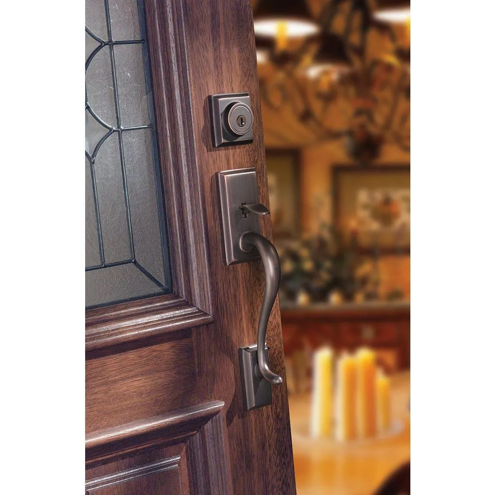 Hawthorne Venetian Bronze Single Cylinder Door Handleset with Juno Door Knob Featuring SmartKey Security, photo 2 of 14