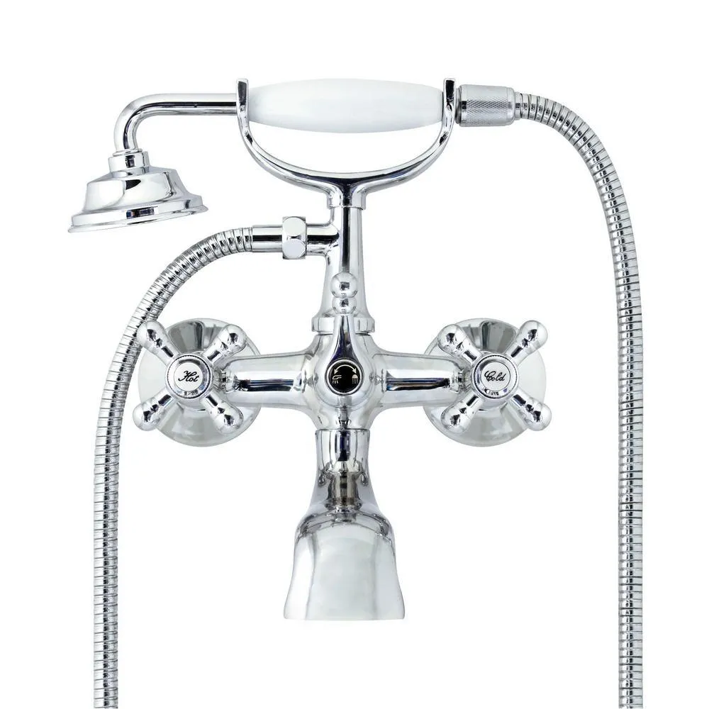 MODONA Classic 6 in. 2-Handle 1-Spray Tub and Shower Faucet with Porcelain Hand Held Shower in Polished Chrome (Valve Included), photo 2 of 7