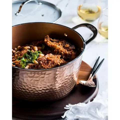 Hammered Copper 5 qt. Aluminum Non-Stick Stock Pot with Glass Lid