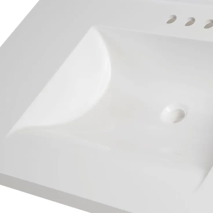 37 in. W x 22 in. D Cultured Marble Vanity Top in White with White Sink, photo 10 of 10