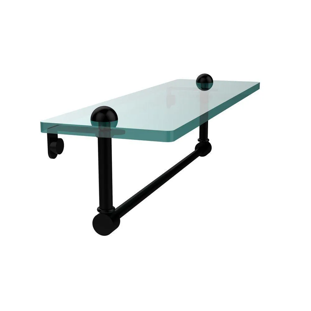 Allied Brass 16 in. L x 5 in. H x 5 in. W Clear Glass Vanity Bathroom Shelf with Towel Bar in Polished Brass, photo 13 of 14