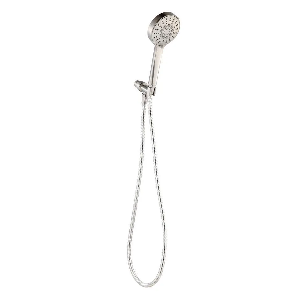 Modern 6-Spray 4.5 in. Single Wall Mount Handheld Adjustable Shower Head in Brushed Nickel, photo 3 of 9