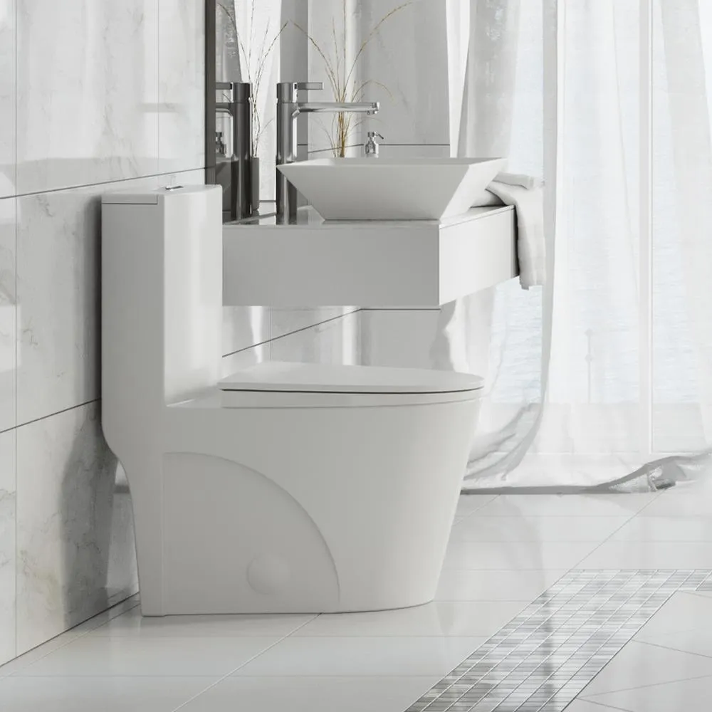 Swiss Madison St. Tropez 1-Piece 0.8/1.28 GPF Dual Flush Elongated Toilet in White, photo 2 of 13