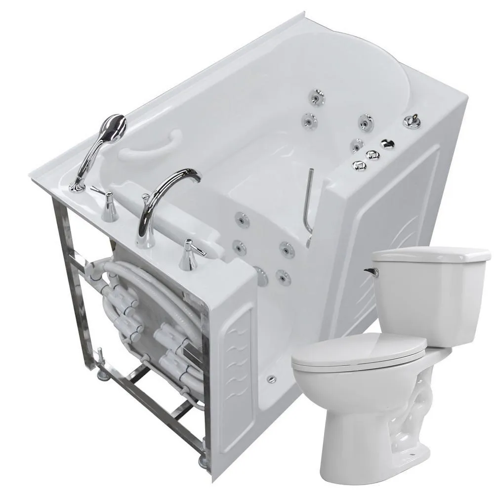 Universal Tubs Nova Heated 60 in. Walk-In Whirlpool Bathtub in White with Chrome Trim, Right Drain, photo 11 of 23