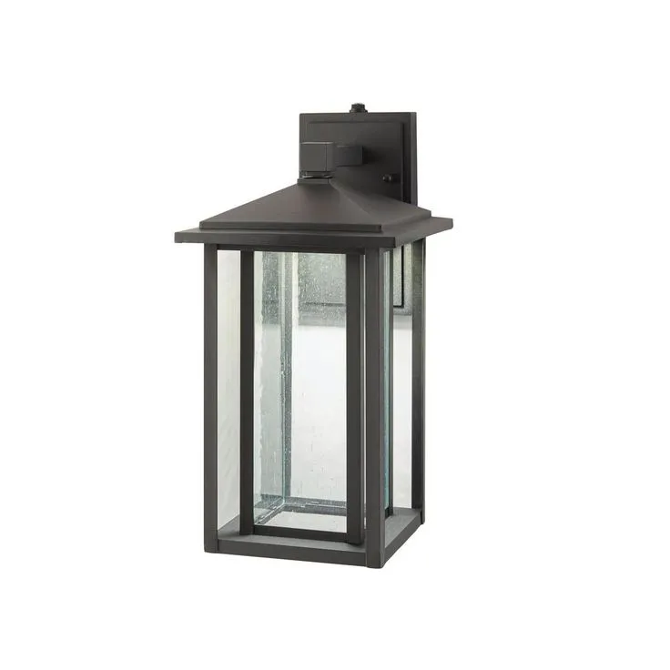 Black Outdoor Seeded Glass Dusk to Dawn Wall Lantern Sconce, photo 4 of 6