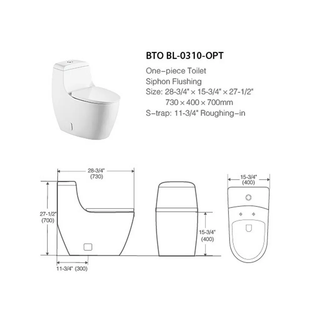 Boyel Living 0.8 GPF/1.28 GPF Dual Flush Square Shape Ceramic Elongated Toilet Including Toilet Square Only Seat in White, photo 2 of 8