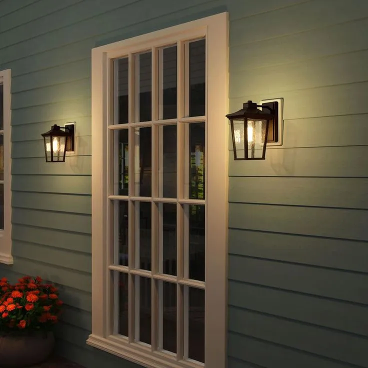 1-Light Black 11 in. H Square Patio LED Decorative Outdoor Metal Caged Wall Lantern Seeded Glass Sconce, photo 15 of 15