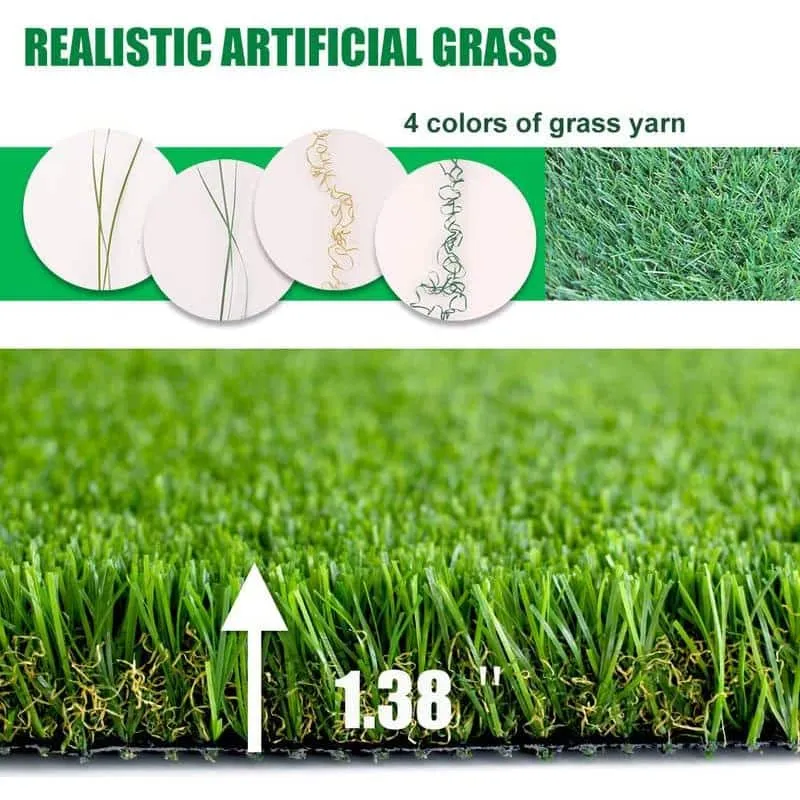 LITA Premium Deluxe 1.38 in. Pile Height 13 ft. W x Cut to Length Green Artificial Grass Turf, photo 4 of 7