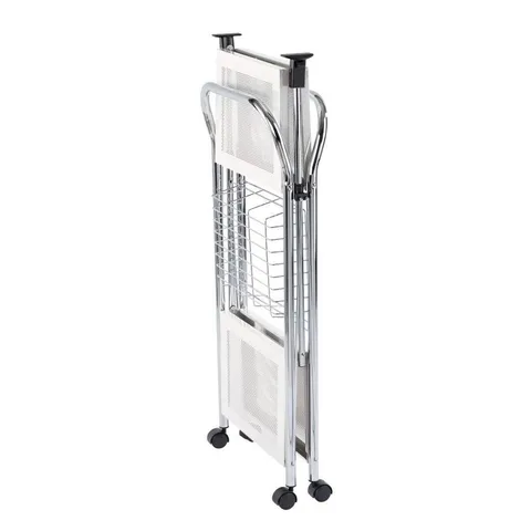 White Metal Base with Steel Top Kitchen Cart