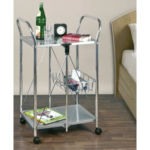 Stainless Steel Metal Base with Steel Top Kitchen Cart