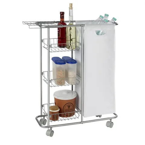 Gray Metal Base with Steel Top Kitchen Cart (7.9 × 22.8 × 31.5 in)