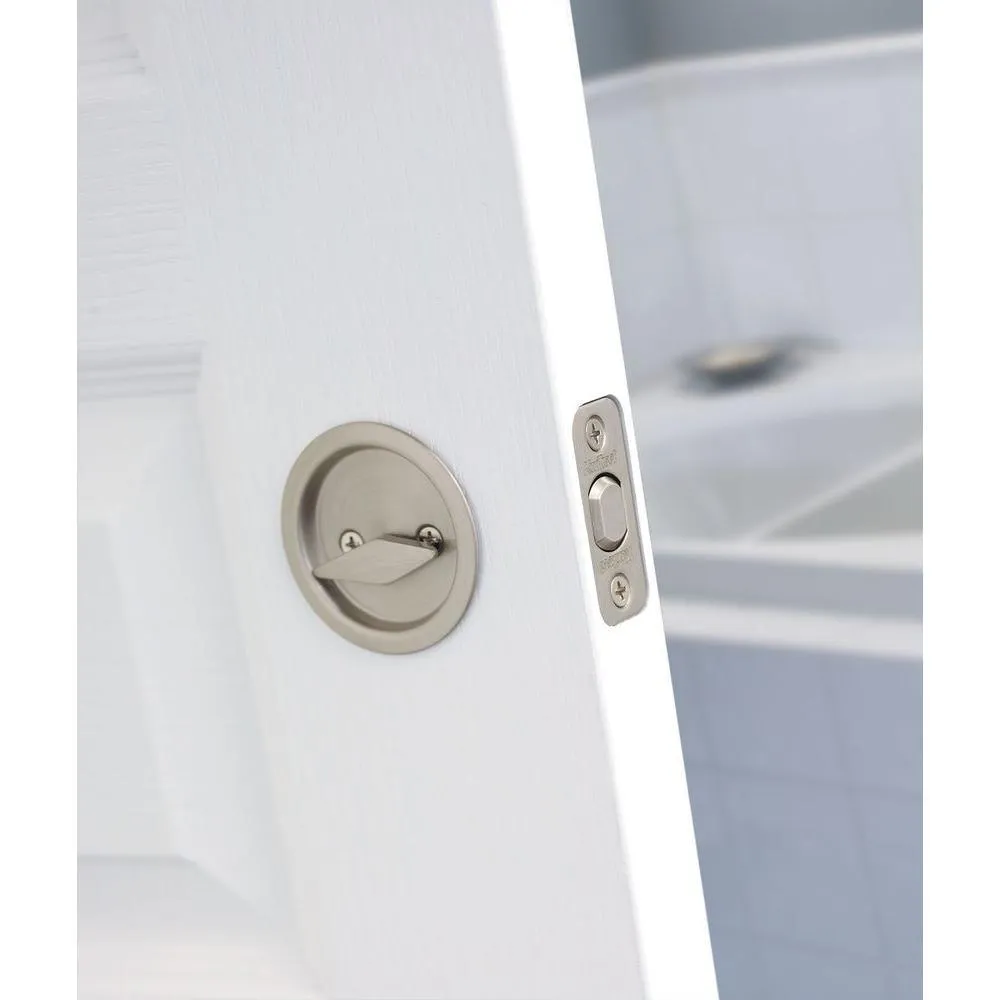 Kwikset Round Satin Nickel Bed/Bath Pocket Door Lock, photo 6 of 13