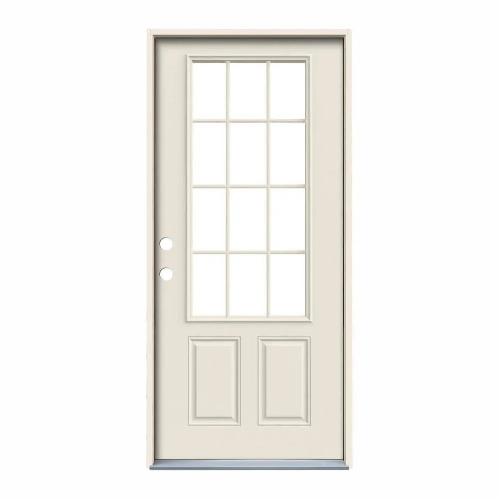 32 in. x 80 in. 12 Lite Primed Steel Prehung Right-Hand Inswing Back Door, photo 10 of 12