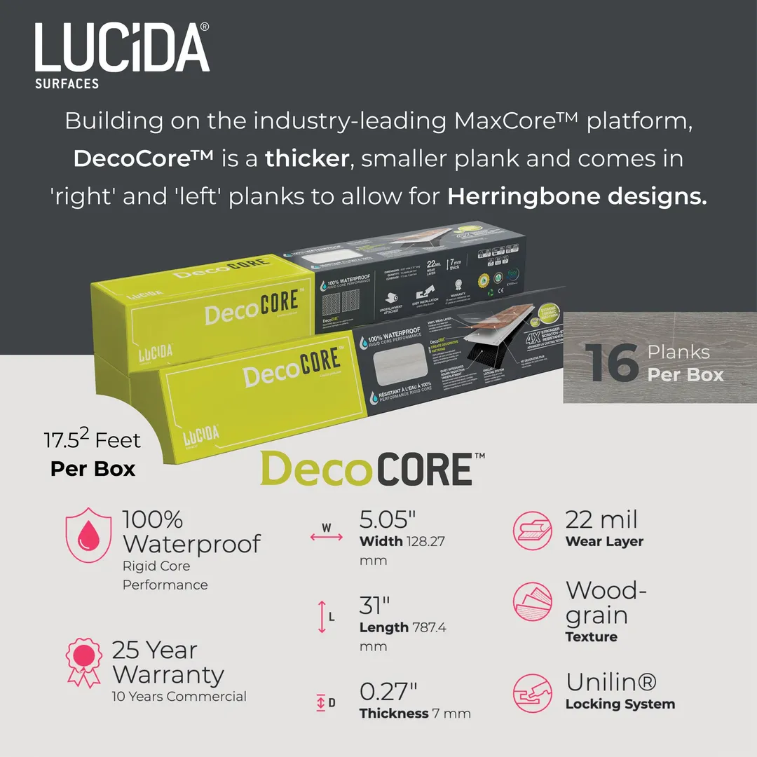 Lucida USA Decocore White Oak Brown 22-mil x 5-4/5-in W x 25-in L Waterproof Interlocking Luxury Vinyl Plank Flooring (29-sq ft/ Carton), photo 8 of 9