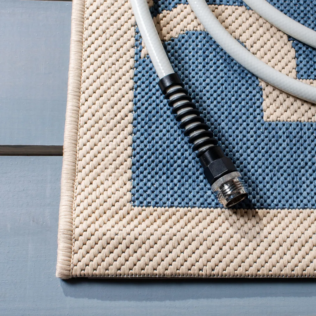 Safavieh Courtyard Aldo 5 x 8 Blue/Beige Indoor/Outdoor Trellis Coastal Area Rug, photo 3 of 4