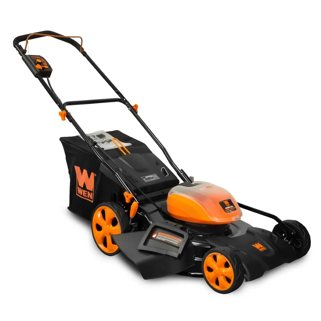 WEN 21 in. 40V Max Lithium-Ion Cordless 3-in-1 Walk-Behind Push Lawn Mower with 16-Gal Bag, Two Batteries & Charger, photo 2 of 8