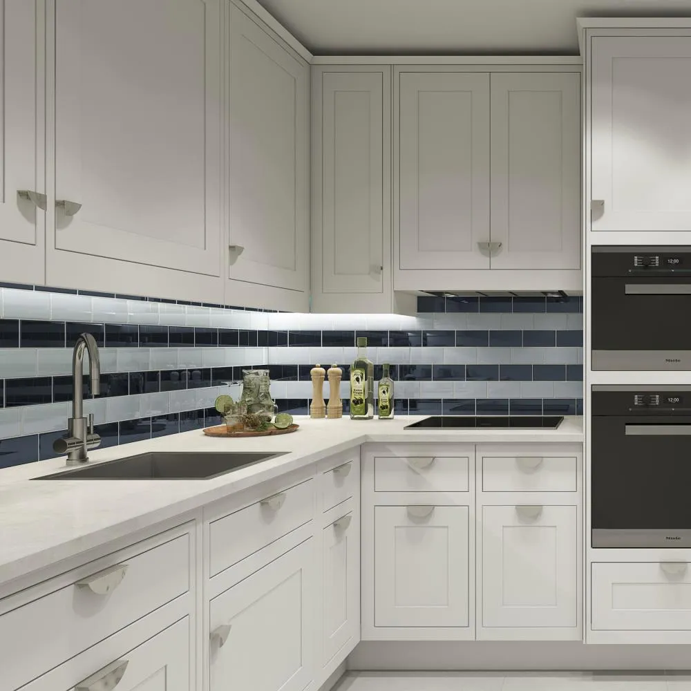 Giorbello (Sample) 3x6 Glass Subway Tiles Slate 3-in x 6-in Glossy Glass Brick Subway Wall Tile, photo 5 of 6