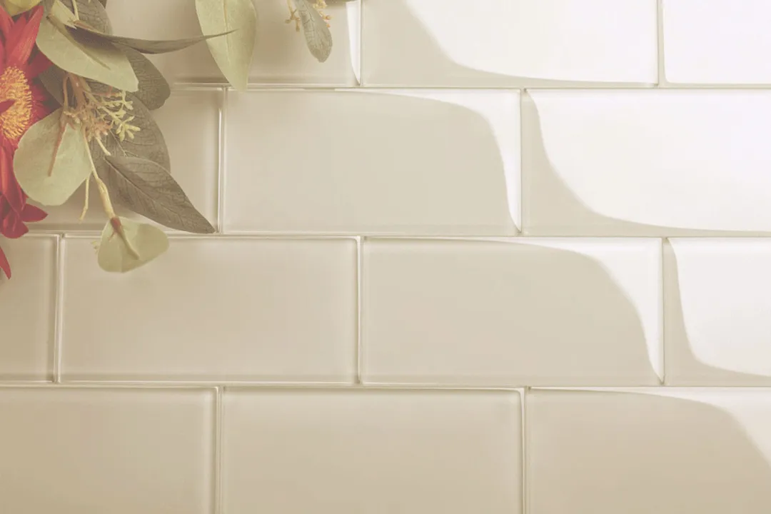 Giorbello (Sample) 3x6 Glass Subway Tiles Light Taupe 3-in x 6-in Glossy Glass Brick Subway Wall Tile, photo 2 of 6