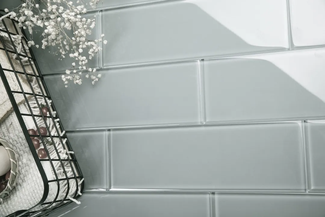 Giorbello (Sample) 4x12 glass subway tiles True Gray 4-in x 12-in Glossy Glass Brick Subway Wall Tile, photo 2 of 7