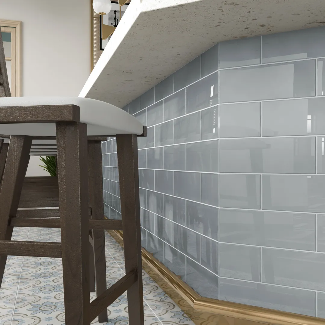 Giorbello (Sample) 4x12 glass subway tiles True Gray 4-in x 12-in Glossy Glass Brick Subway Wall Tile, photo 3 of 7