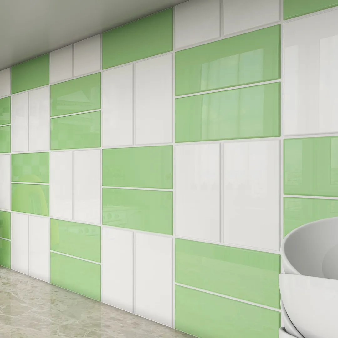Giorbello (Sample) 3x6 Glass Subway Tiles Powder Room Green 3-in x 6-in Glossy Glass Brick Subway Wall Tile, photo 2 of 6