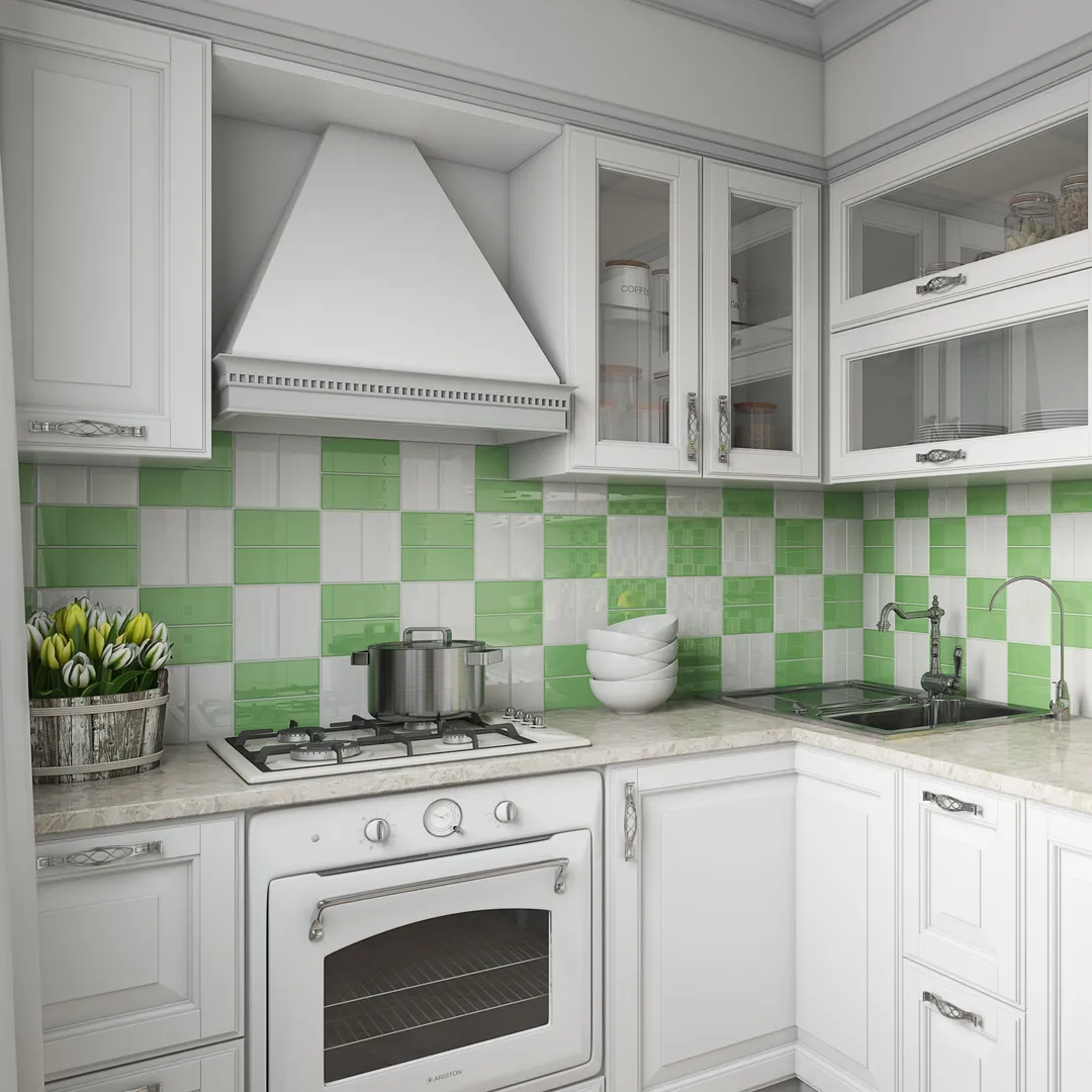 Giorbello (Sample) 3x6 Glass Subway Tiles Powder Room Green 3-in x 6-in Glossy Glass Brick Subway Wall Tile, photo 4 of 6