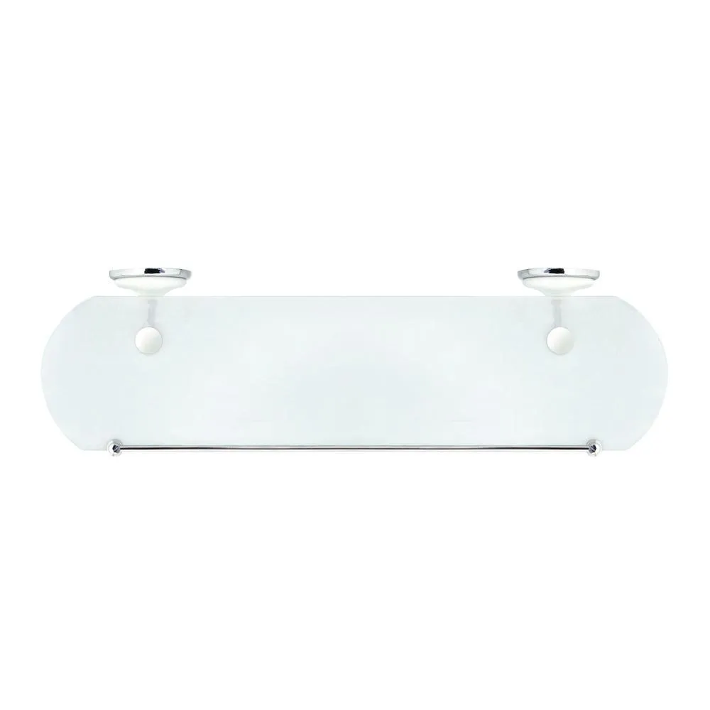 MODONA Arora 20 in. W Frosted Glass Shelf with Rail in White Porcelain and Polished Chrome, photo 3 of 5