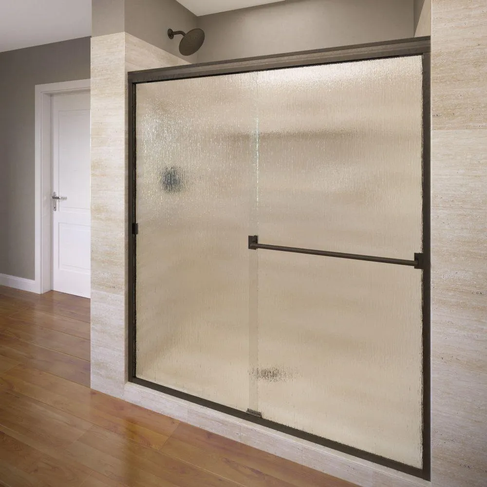 Classic 60 in. x 70 in. Semi-Frameless Sliding Shower Door in Oil Rubbed Bronze with Clear Glass, photo 15 of 19