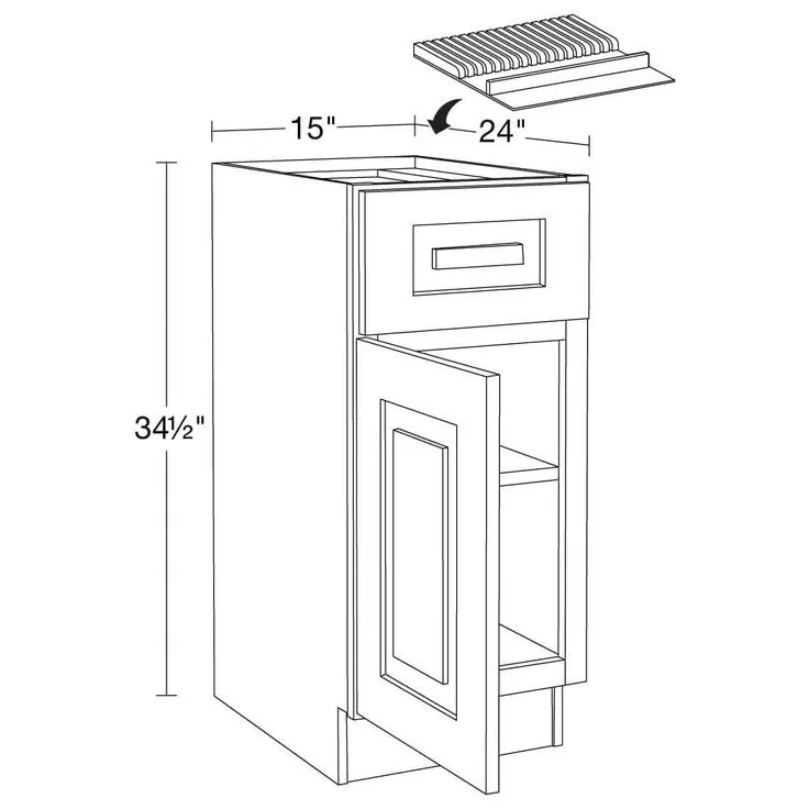 Home Decorators Collection Grayson 15 in. W x 24 in. D x 34.5 in. H Assembled Plywood Base Kitchen Cabinet in Mythic Blue with Knife Block LH, photo 2 of 5