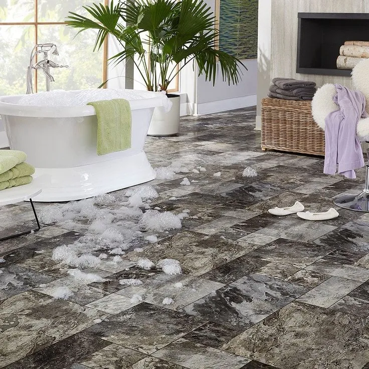 Style Selections Montfort Slate 9.84-mil x 12-ft W Waterproof Cut-to-length Vinyl Sheet Flooring, photo 4 of 5