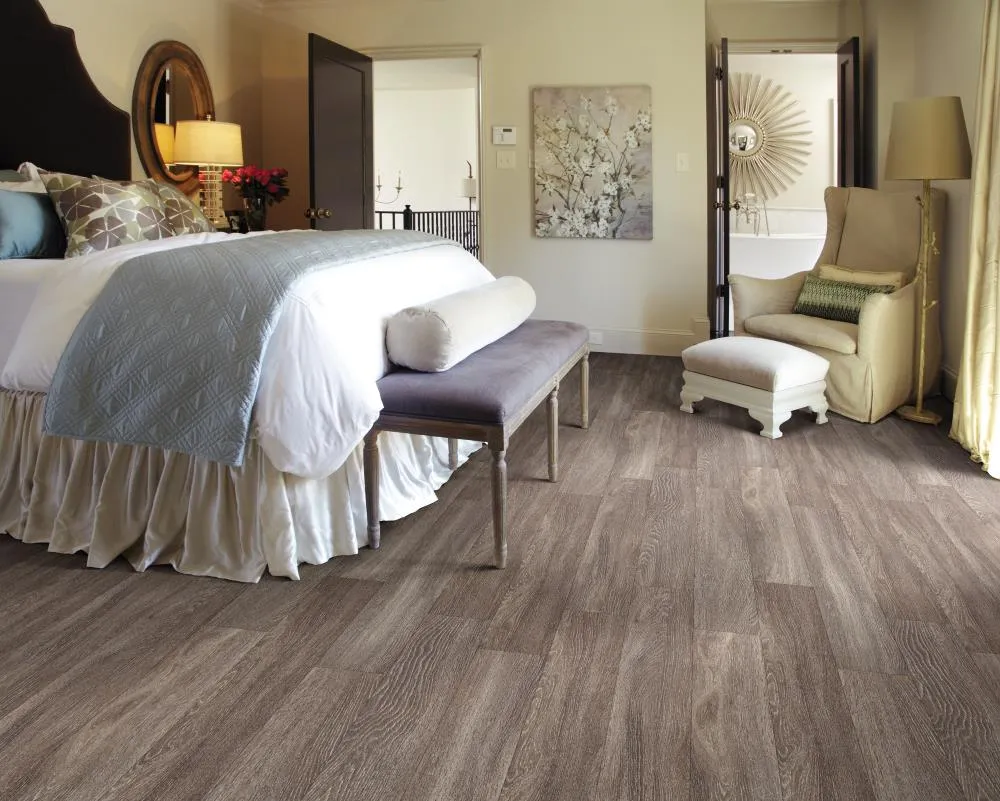 Shaw Perennial Chronic Brown 6-mil x 6-in W x 48-in L Waterproof Glue Down Luxury Vinyl Plank Flooring (53.93-sq ft/ Carton), photo 2 of 8