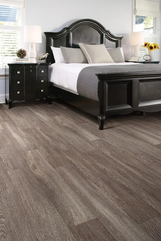 Shaw Perennial Chronic Brown 6-mil x 6-in W x 48-in L Waterproof Glue Down Luxury Vinyl Plank Flooring (53.93-sq ft/ Carton), photo 3 of 8